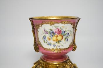 A 19th century Sevres style ormolu mounted cache pot, 16cm high (a.f.)